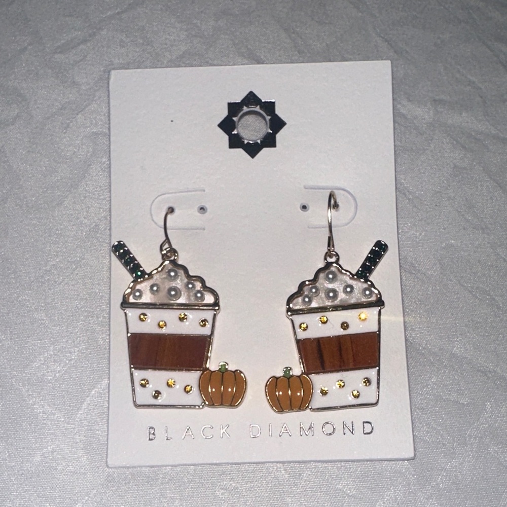 Pumpkin Spice Latte drop dangle earrings by Black Diamond NEW